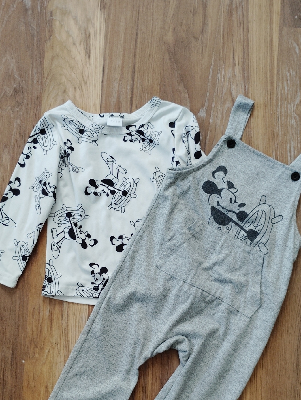 Mickey Mouse Two-Piece Baby Outfit - White & Gray